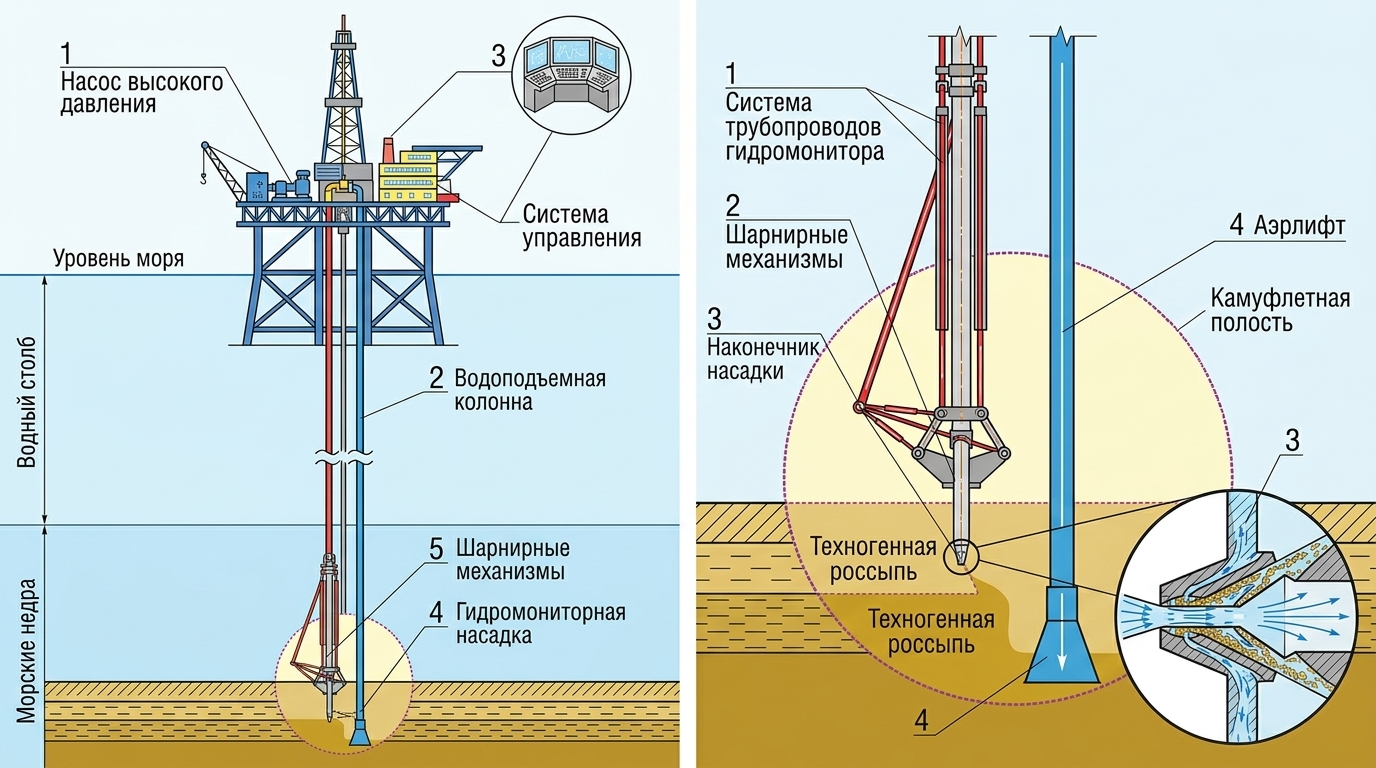 Теоретическая концепция добычи ТПИ из недр морского дна